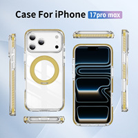 Funda Transparente de Acrílico para iPhone 18, 18 Pro, 18 Pro Max, con Soporte Giratorio de 360°, Carga Magnética, Eje Amortiguador Anticaídas y Protección de Lente