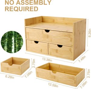 New Design Wholesale File Cabinet 3-Tier Mini Bamboo Desk File Rack With 3 <strong>Drawers</strong> <strong>Small</strong> Desktop <strong>Drawers</strong> for Countertop - Product Image 5
