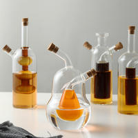 Bouteille d'assaisonnement en verre à haute teneur en borosilicate 2 en 1 pot à huile bouteille d'assaisonnement à double usage pour sauce soja et vinaigre