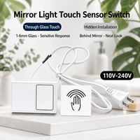 Miroir de salle de bain intelligent en ABS avec éclairage LED et interrupteur tactile, AC110V-240V 100W