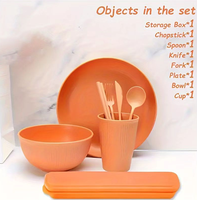 Ensemble de vaisselle en plastique léger sans BPA vaisselle en paille de blé y compris assiettes bols tasses pour les fêtes