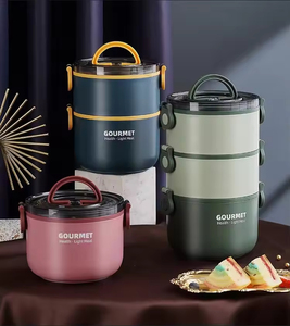 Hot Portable 304 Stainless Steel Multi-Layer Round Bento Lunch Box with Handle Popular Among Adults and Students - Product Image 1