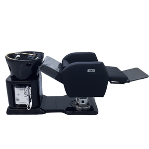 Sillón de Lavado de Cabello Eléctrico Moderno de Cuero Sintético y Plástico, Plegable, con Masaje y Respaldo Reclinable, Unidad de Lavado para Salón de Belleza - Product Image 6