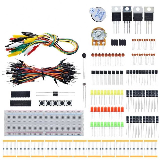 Full DIY Electronic Kit 830 Breadboard Jumper Wire Power Supply Capacitor LED Light Nano Mega Basic Starter Kit