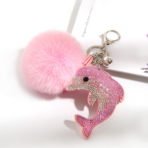 Nuovo ciondolo a forma di delfino in peluche, accessorio per bagagli e auto, regalo creativo con intarsi di diamanti. - Product Image 3
