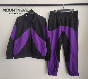 Jaket kustom pria, jaket Windbreaker olahraga berkerah blok warna, setelan 2 potong, pakaian jalan atletik jalanan kasual perkotaan - Product Image 1