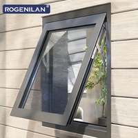 Fenêtre à auvent en aluminium de couleur personnalisée Rogenilan, verre trempé, extérieur, étanche, double vitrage pour maisons