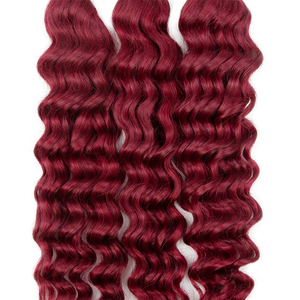 # Extensiones de Cabello Humano Brasileño 99J, Ondulado Profundo, Doble Trama a Máquina, Cabello Remy para Trenzas, Color Más Oscuro, Solo 50g/Paquete - Product Image 3