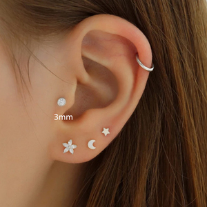 ROXI 16G 2/3/4mm Pendientes de Plata de Ley S925 con Bola de Diamante Simple y Elegante para Perforación de Cartílago - Product Image 4