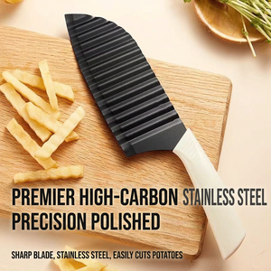 Couteau à découper ondulé en acier à haute teneur en carbone, trancheuse à pommes de terre ondulée avec manche en PP pour ustensiles de cuisine, préparation culinaire et planche à découper DIY - Product Image 1