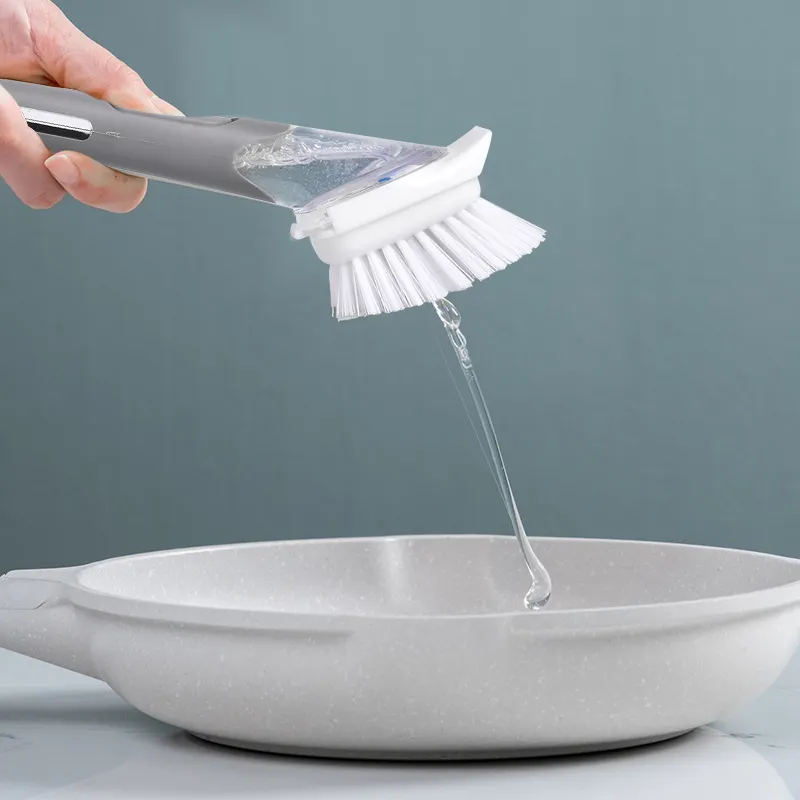 Hot Selling Cleaning Brush Kitchen Dish Washing Scrubber Liquid Adding Pot Sponge Brush