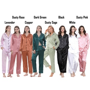 Ensemble de pyjamas en satin de soie à manches longues pour femmes, personnalisé avec logo, pour mariée, <span class=keywords><strong>demoiselle</strong></span> <span class=keywords><strong>d</strong></span>'<span class=keywords><strong>honneur</strong></span>, fête nuptiale, doux et lisse - Product Image 3