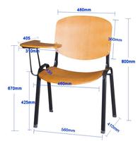Chaise d'Étudiant en Bois Contreplaqué avec Cadre Métallique et Tablette d'Écriture