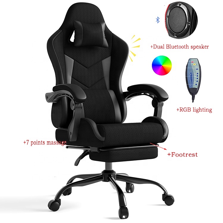 gaming chair with bluetooth and vibration True Innovations Gamers Unite Entertainment Chair, Supports 275 lbs, Black/Red