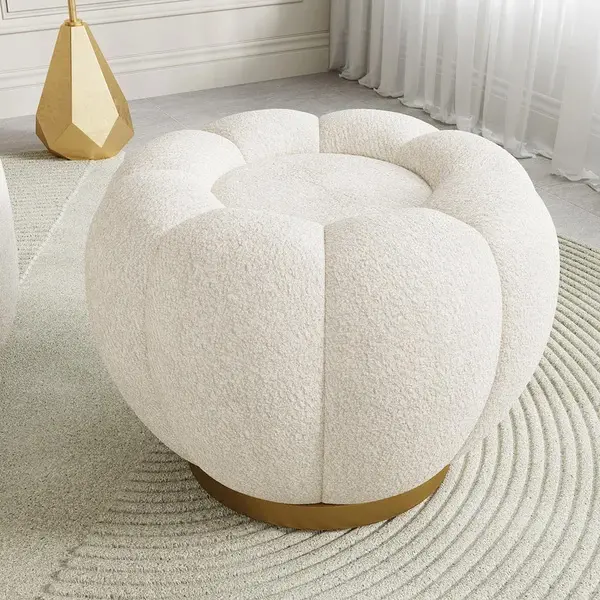 Pouf Moderne Blanc Crème Pouf Boucle Citrouille Pouf Ottoman Nuage Repose-pieds