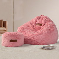 Poufs en peluche en promotion – Rembourrage en polyéthylène pour intérieur, pouf géant moelleux en fausse fourrure, canapé paresseux