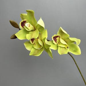 Vente en gros de plantes d'orchidée <span class=keywords><strong>cymbidium</strong></span> à 8 têtes, en latex, toucher réel, blanc et vert, imperméables, décoration moderne pour Thanksgiving, Noël, mariage - Product Image 4