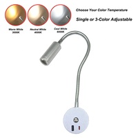 Lampe intérieure LED DC12V-24V à intensité variable tactile, flexible, col de cygne, pour caravane, camping-car, bateau, température de couleur 3000K/4000K/6000K