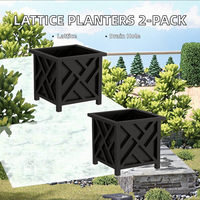 Lot de 2 jardinières décoratives en PP à motif treillis de 37,5 cm avec trous de drainage pour véranda, patio et jardin