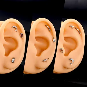 Topo F136 Lip labret piercing implant lớp titanium ear septum theadless Push-in Top G23 Titanium piercing đồ trang sức