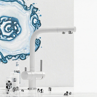 Robinet de cuisine moderne à double poignée en acier inoxydable 304, 3 voies, avec filtre purificateur d'eau potable