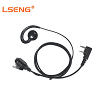 Casque radio bidirectionnel LSENG avec crochet d'oreille flexible en C, clip robuste PTT compatible Kenwood TH-D74 TH-F9 NX-3220 NX-3320 TK-2207 TK-378