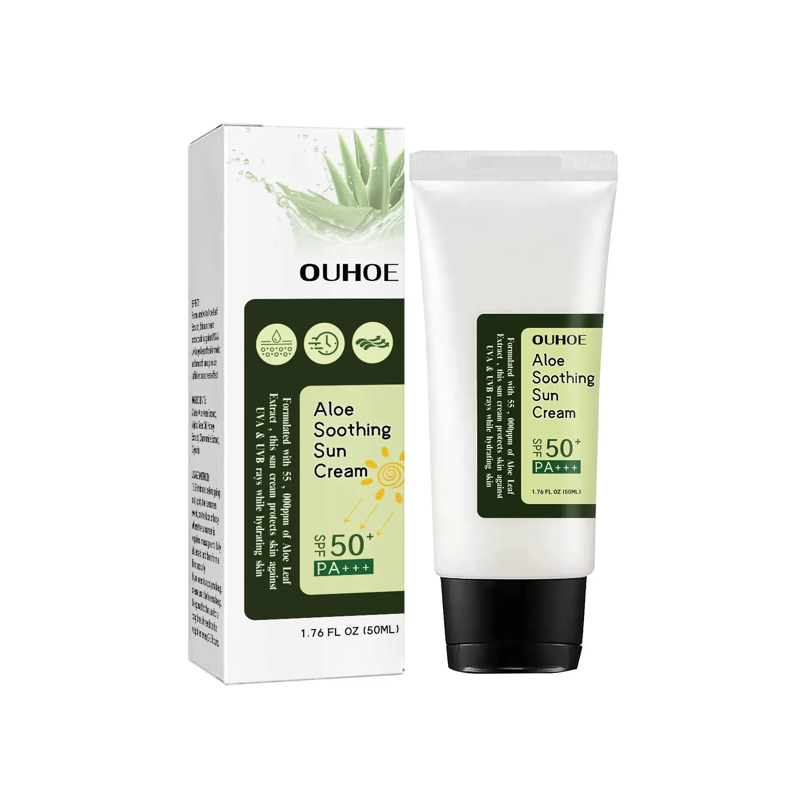 50 ml Aloe beruhigendes Aloe-Sonnencreme-Lotion Spf50 Anti-UV-Sonnencreme Haut feuchtigkeitsspendende Sonnenschutzpflege natürlicher Aloe-Blätter-Extrakt