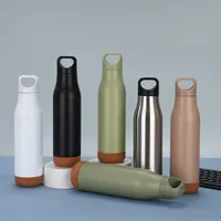 TY RTS Stock Tasse isotherme sous vide double paroi en acier inoxydable 500 ml avec fond en bois souple, à ouverture étroite, pour voiture, avec poignée, 6-12 heures