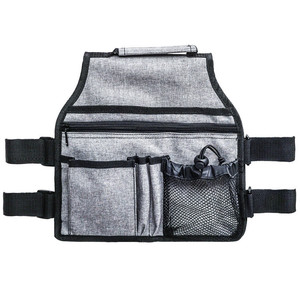Bolsa de almacenamiento gris para silla de ruedas y cochecito, con soporte para vasos y múltiples bolsillos. - Product Image 5