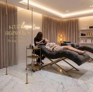 <b>Adjustable</b> Golden Metal Frame Beauty Bed with Velvet Fabric Eyelash Bed Modern Design Spa Salon Care Massage <b>Table</b> - Product Image 3