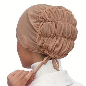 Couverture inférieure en maille <span class=keywords><strong>de</strong></span> couleur unie mince respirant élastique intérieur Hijab chapeau décontracté cravate dos Hijab Ramadan chimiothérapie casquette dames - Product Image 4