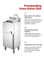 Station de lavage des mains mains libres en acier inoxydable 304, lavabo de cuisine autonome