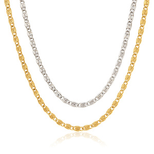 Collier chaîne maille marin épaisse et bombée en acier inoxydable plaqué or 18 carats, couleur or, bijou décontracté pour anniversaire - Product Image 4