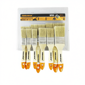 Ensemble de pinceaux à peinture Toolmak avec manche en bois, 9 pièces, tailles assorties, pour la peinture à domicile - Product Image 2