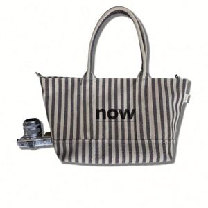 Sac de shopping en toile personnalisé pour femmes, grande taille, avec logos, sacs pliables rayés en toile, réutilisables, vente en gros à bas prix - Product Image 4