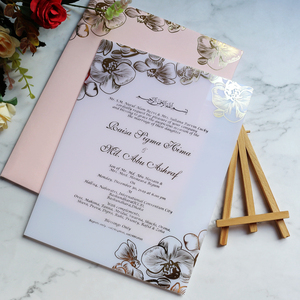 Large size Doc acrylic invitation card templates the Golden Wedding Foiling design Floral rose with envelope and RSVP card - Product Image 2