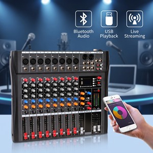 Console de mixage audio 8 canaux avec alimentation fantôme, USB, Bluetooth pour petite groupe, église, école, conférence - Product Image 3