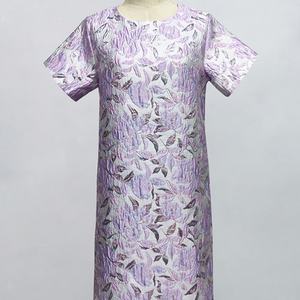 Vestidos de Mujer al por Mayor, Personalizados, OEM, ODM, de Alta Calidad, con Flores en Relieve Doradas, Elegantes, Cuello Redondo, Manga Corta, Jacquard - Product Image 3