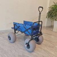 Chariot pliable avec cadre en acier à quatre roues de 12 pouces, chariot de plage pliable pour outils, personnalisable OEM