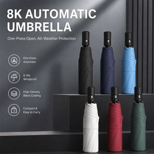 Parapluie pliable automatique personnalisé 3 sections avec logo – Cadeau d'affaires en gros – Parapluies pliants anti-UV personnalisés pour l'extérieur et la pluie - Product Image 2