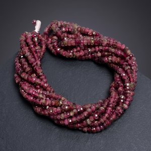 Turmalina Rosa Natural, Piedras Preciosas Sueltas de 4x4x3mm, Corte Rondelle Facetado, Hilo de 16 Pulgadas, Efecto de Color, para Joyería, Gemas Gigli Rigli - Product Image 3