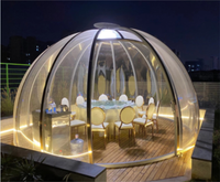 Dôme en verre isolé romantique et écologique Gaoming pour l'extérieur, avec structure en aluminium et design transparent pour un ciel étoilé
