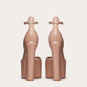 Escarpins d'été à bout ouvert pour femme, en cuir verni, avec bride à la cheville et talon carré, pour adolescentes, grandes tailles 43 - Product Image 2