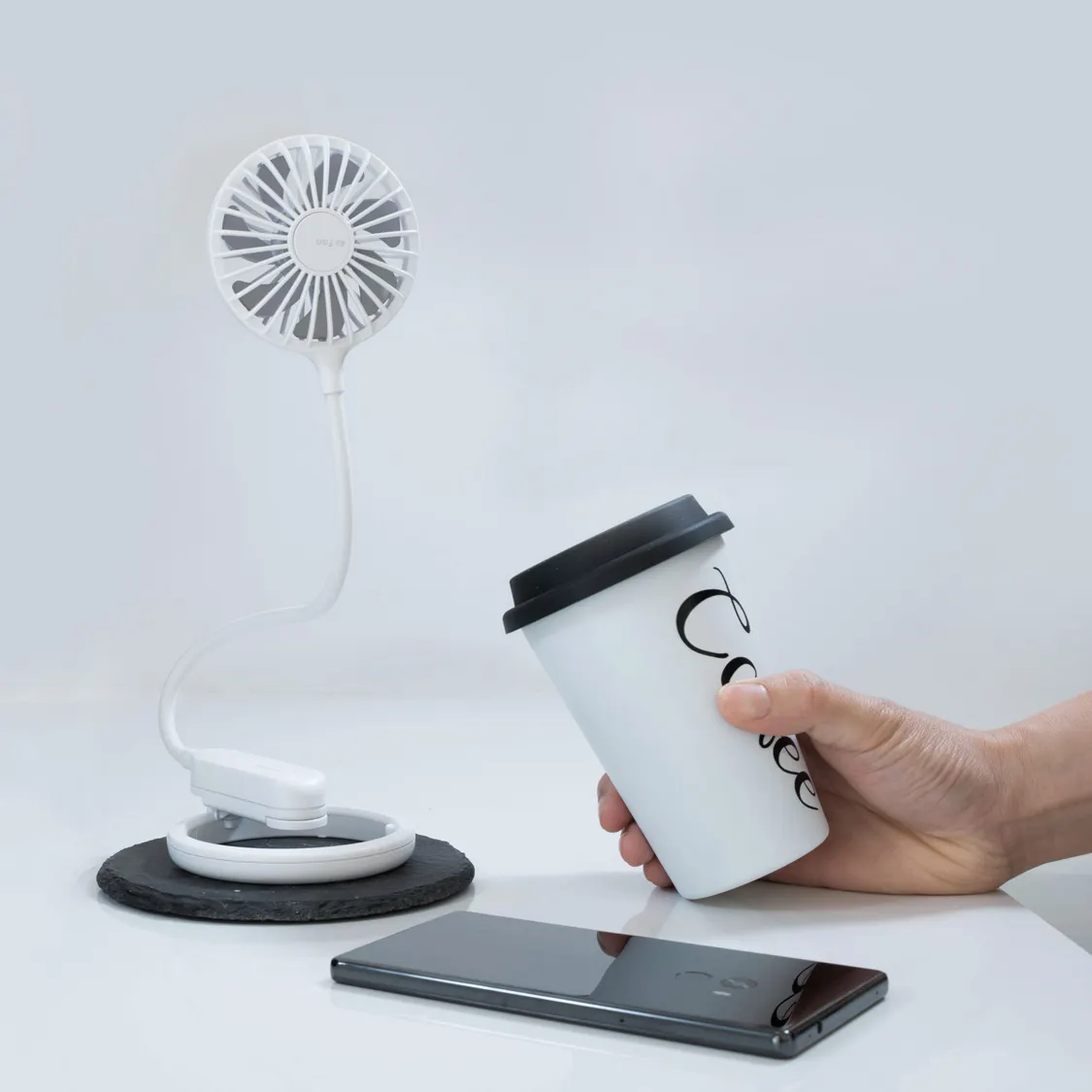 Janpim-Mini ventilador portátil inteligente para acampar, oficina, metro, mesa de pícnic al aire libre, ventilador de refrigeración por aire