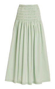 2021 Wholesale <strong>Summer</strong> Women's High Waist Poplin a Line Ruffle Smocked Long <strong>Maxi</strong> <strong>Skirts</strong> - Product Image 2