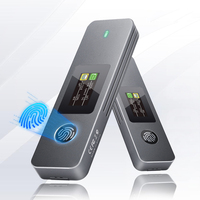 Carcasa VCOM para SSD USB-C con Encriptación de Huellas Dactilares y Pantalla, M.2 NVMe 10Gbps SATA 6Gbps 2230 2242 2280, Caja Externa para Disco Duro