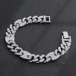 Bracelet cubain en cristal serti de pierres, style simple et tendance, pour hommes et femmes, style hip-hop - Product Image 1