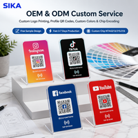 Mini-étiquette NFC SIKA étanche 120 mm carrée personnalisée pour le suivi sur les réseaux sociaux, plaque de lecture de code QR pour café, boutique, hôtel