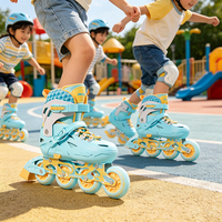 Patins à roulettes ajustables pour enfants, avec réglage par bouton, roues PU lumineuses, pour garçons et filles débutants, pour l'extérieur