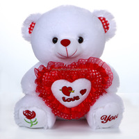 Ours en Peluche Blanc Personnalisé avec Cœur pour Cadeaux de Saint-Valentin ou de Mariage